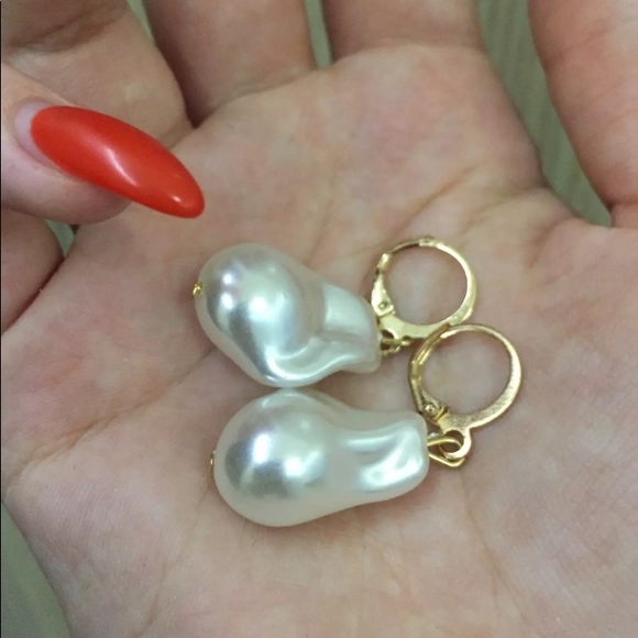 Big Faux Baroque Hoop Earrings - Picture 3 of 5